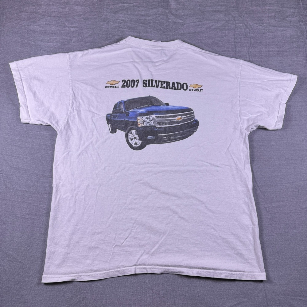 Fruit of the Loom 2007 Chevy Silverado Graphic Tee Men XL White Cotton T-Shirt